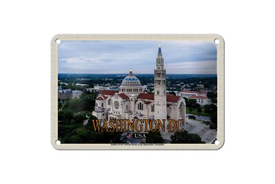 Blechschild 18 x 12 cm Reise Schild: Washington DC USA Basilica National Shrine