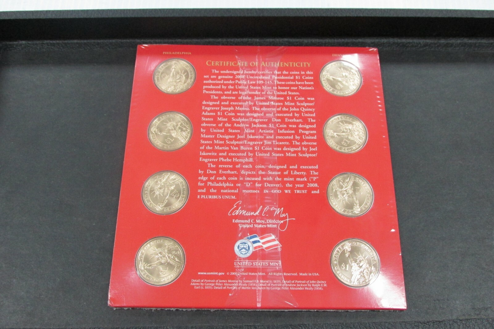 2008 Presidential $1 Uncirculated SEALED Set 8 Golden BU Dollars US Mint P&D