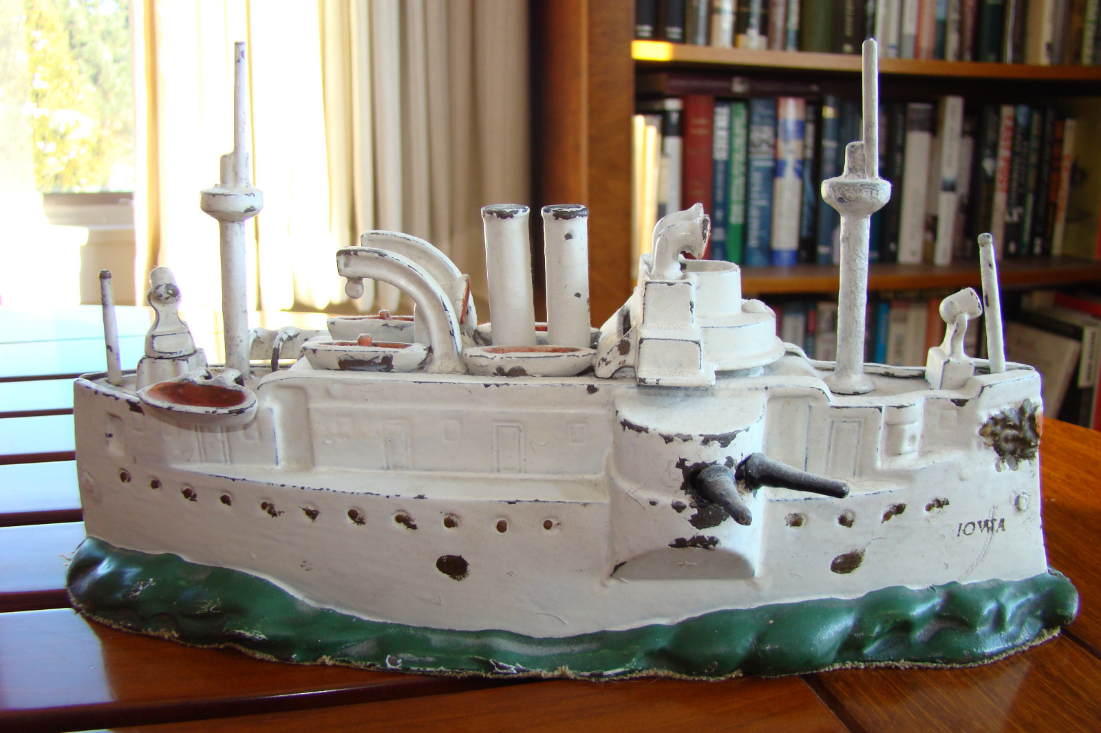 RARE USS IOWA DREADNOUGHT CAST IRON TOY BANK