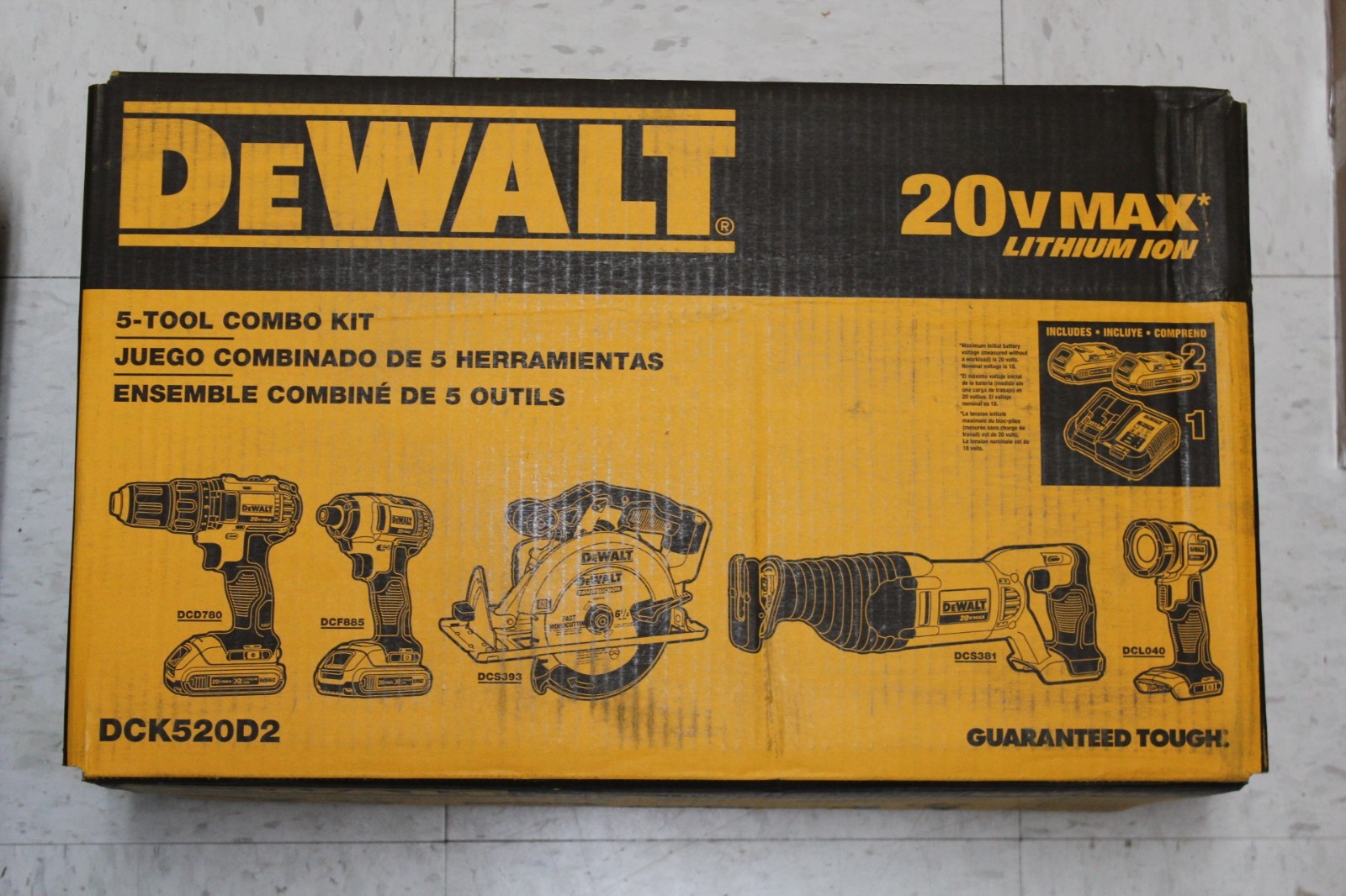 NEW DCK520D2 DeWalt 20V MAX Cordless 5 tool Combo Kit 20 volt