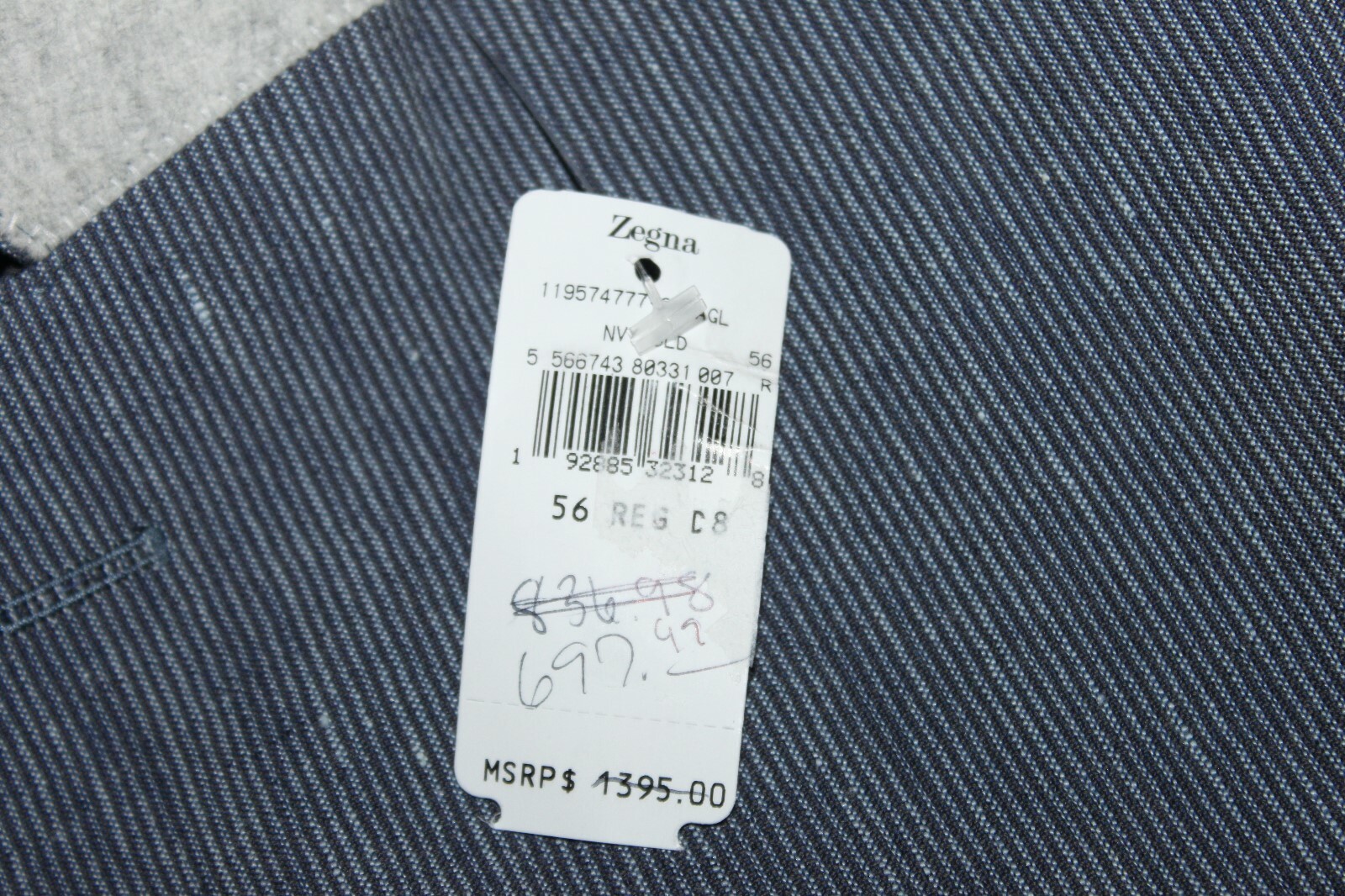 Pre-owned Z Zegna Ermenegildo Zegna Z Zegna Men's Navy D8 Seersucker Linen And Cotton Blend Sport Coat $795 In Blue