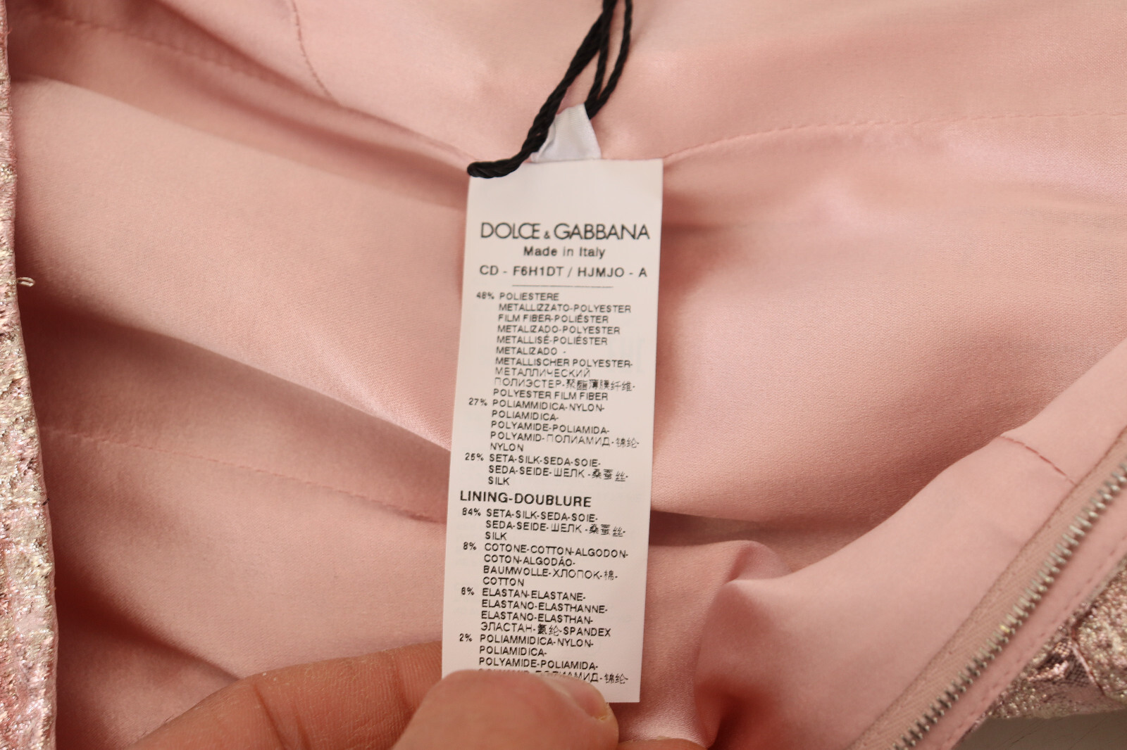 

DOLCE - GABBANA Платье Розовое жаккардовое платье-футляр миди с рукавом 3/4 IT38 / US4 /  $2800, Розовый