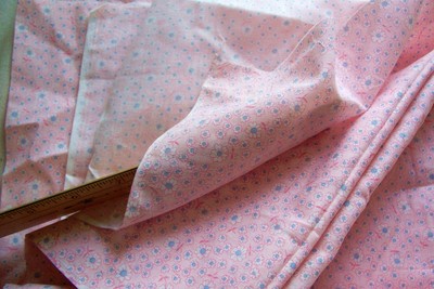 Vtg Cotton Blend Doll Dress Quilt fabric Pretty Pastels 2 yards