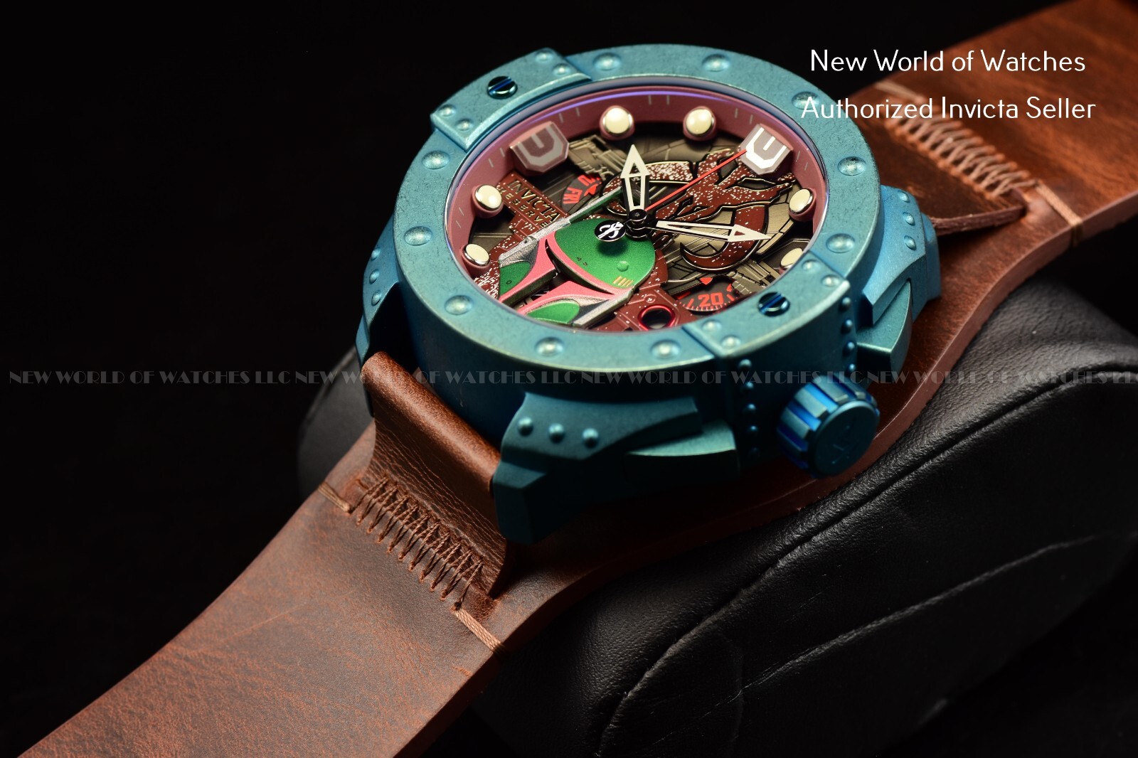 Pre-owned Invicta Men's Star Wars Boba Fett Multicolor Dial 52mm Brown Leather Watch 44298
