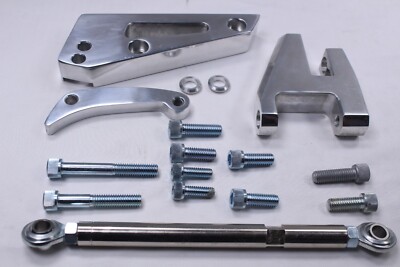 SBC Alternator Bracket Kit Billet Aluminum SWP Polished Cylinder Head Mounted