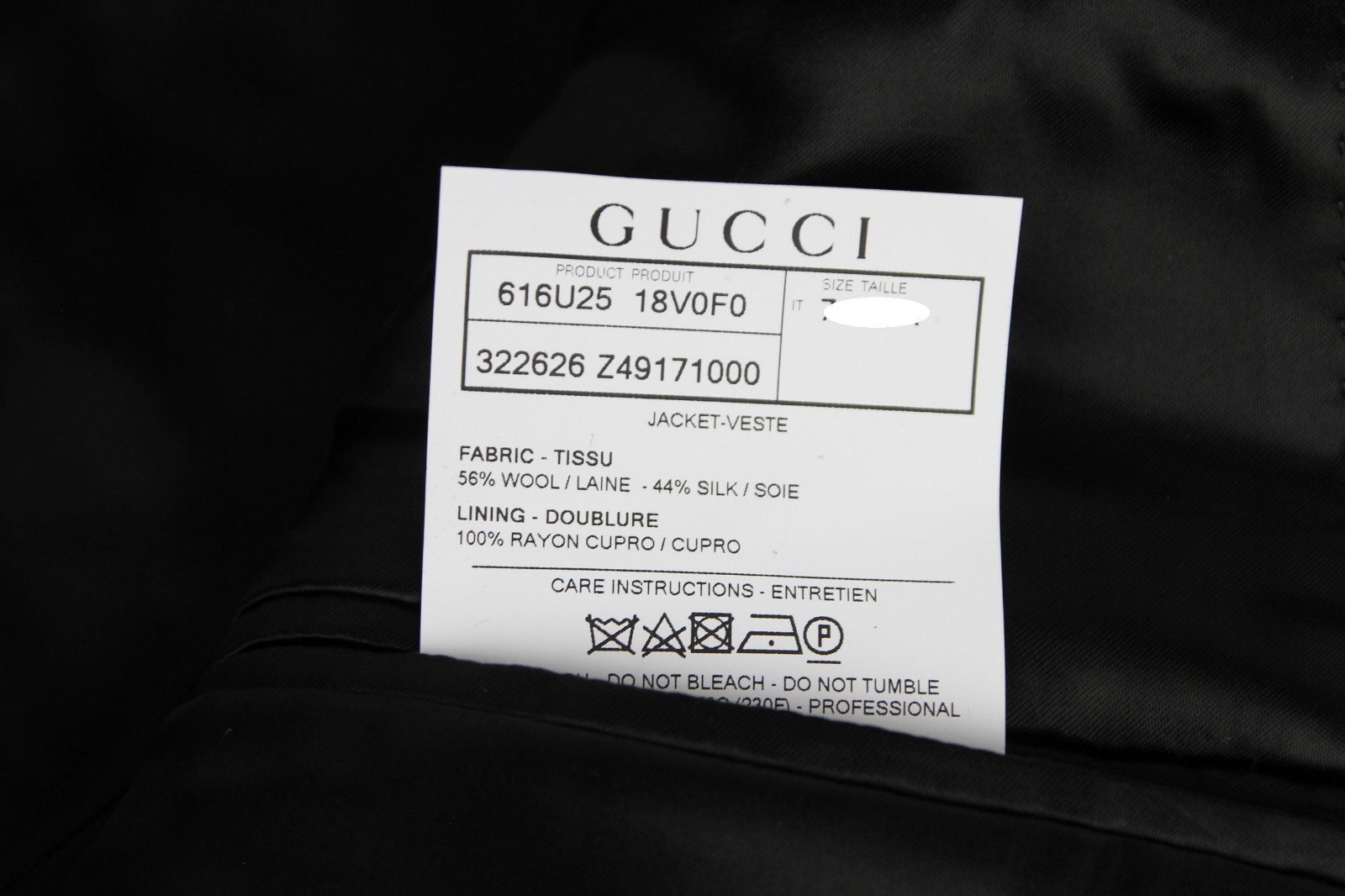 Pre-owned Gucci $2720  Men's Black Emerald Jacquard Dylan 60 Jacket 2 Buttons 322626 1000