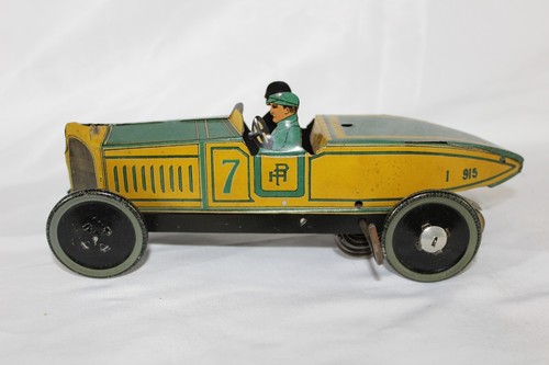 Antique 1930s PAYA SPAIN WIND UP SPARK TIN TOY RACER CAR No Arnold Bing Tippco