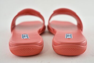Pre-owned Prada Corallo Red Rubber Leather Triangle Logo Slide Sandal Flip Flop Flat 39