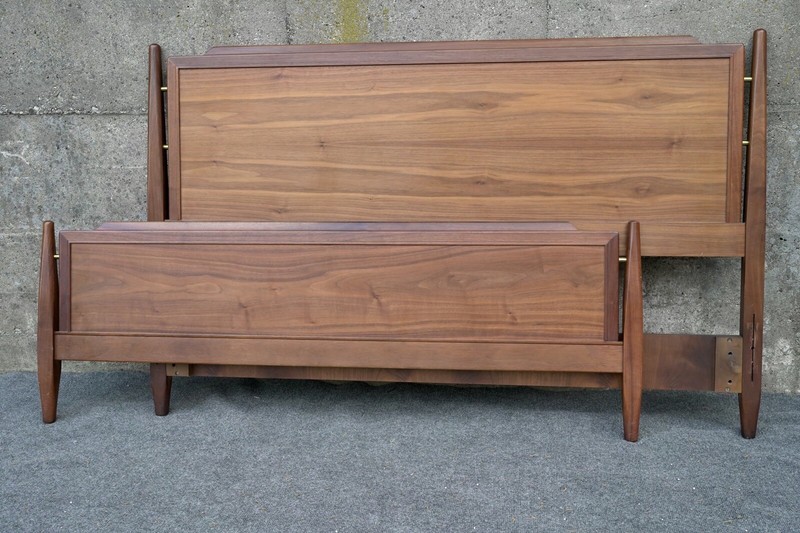 Mid Century Danish Modern Kipp Stewart Drexel Declaration Walnut Full Bed Frame