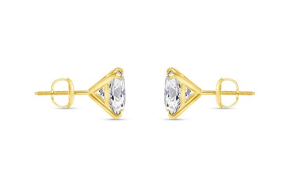 Pre-owned Shine Brite With A Diamond 2.50 Ct Princess Cut Earrings Studs Real 14k Yellow Gold Screw Back Martini