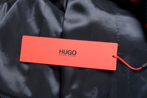 Pre-owned Hugo Boss Men's "urban/fargo 194f1" Regular Fit Plaid 100% Wool Two Button Suit In Blue/black