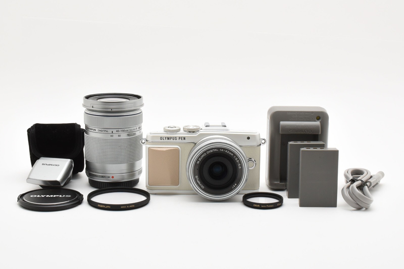OLYMPUS PEN Lite E-PL7 white + 14-42mm + 40-150mm [Exc+++