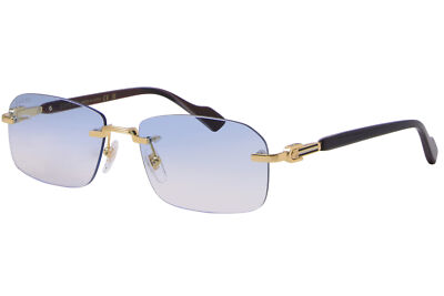 Pre-owned Gucci Gg1221s 002 Sunglasses Men's Gold/horn/blue Gradient Elite Ar Custom Lens