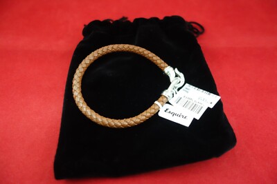 ESQUIRE MEN'S / WOMEN'S BRAIDED LEATHER BRACELET - NEW BRACELET WITH TAGS & BAG