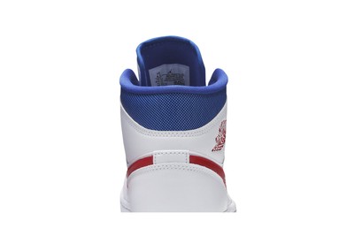 Pre-owned Jordan Air  Wmns Air  1 Mid 'usa' Bq6472-164 In White/university Red/game Royal