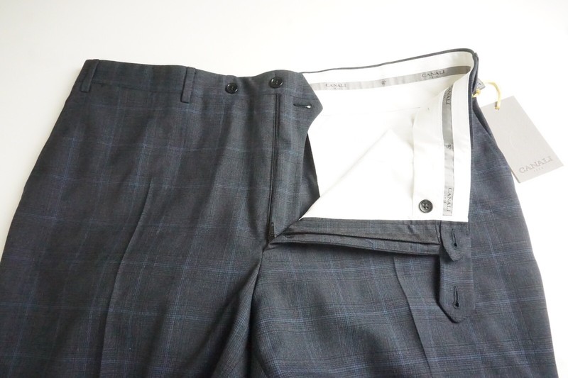 Canali 1934 CURRENT Silver Label Gray Blue Plaid 2 Pc Suit Jacket Pants 44R NEW