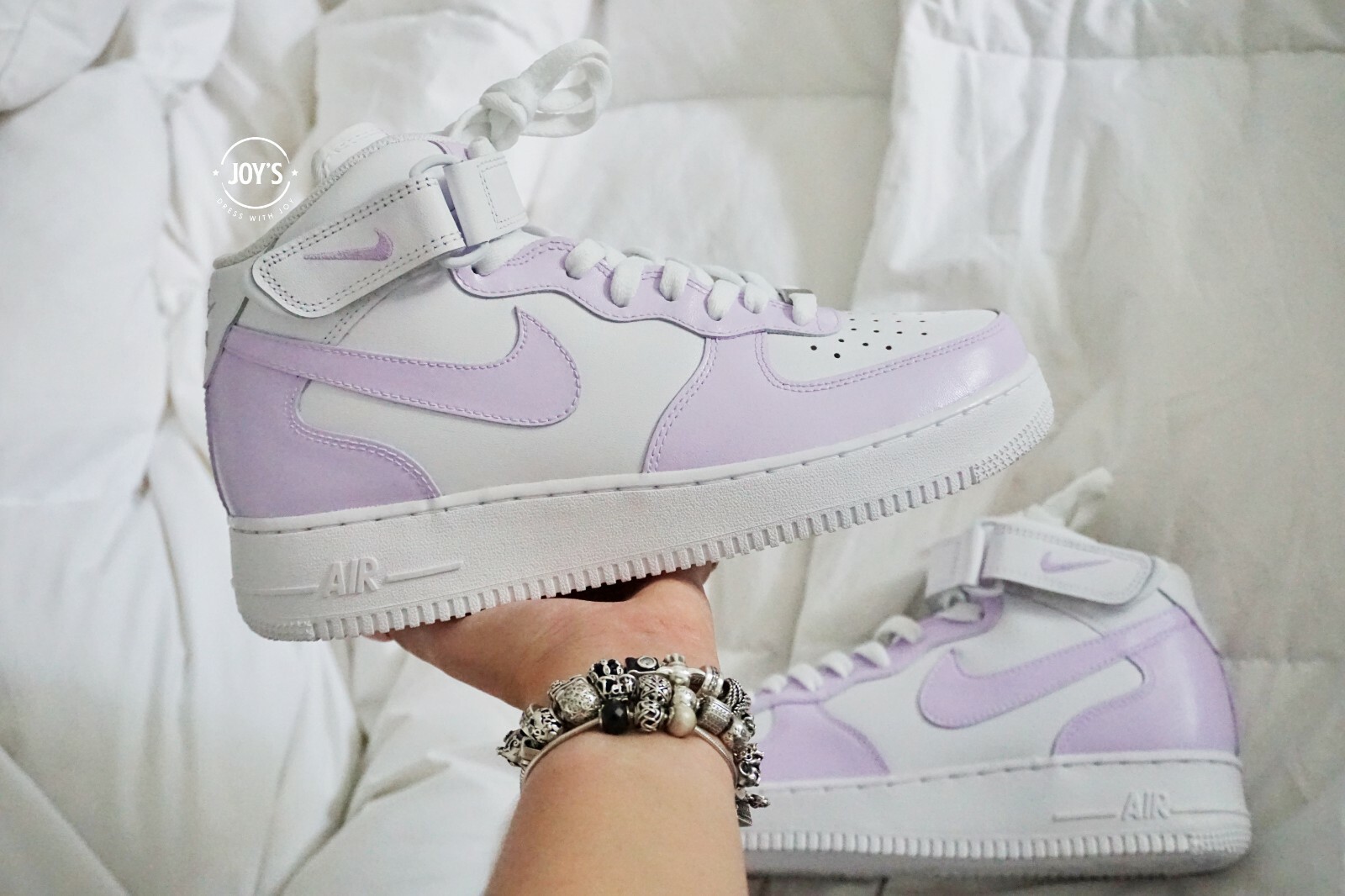 Pre-owned Nike Lilac Custom  Air Force 1 Mid Sneakers-brand In Purple
