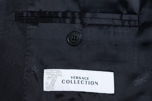 Pre-owned Versace Collection Silk Wool Black Two Button Men's Suit Us 46 It 56