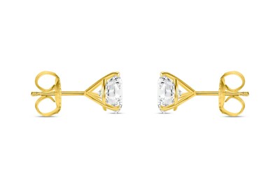Pre-owned Shine Brite With A Diamond 5 Ct Round Earrings Studs Solid 14k Yellow Gold Brilliant Cut Push Back Martini In White/colorless
