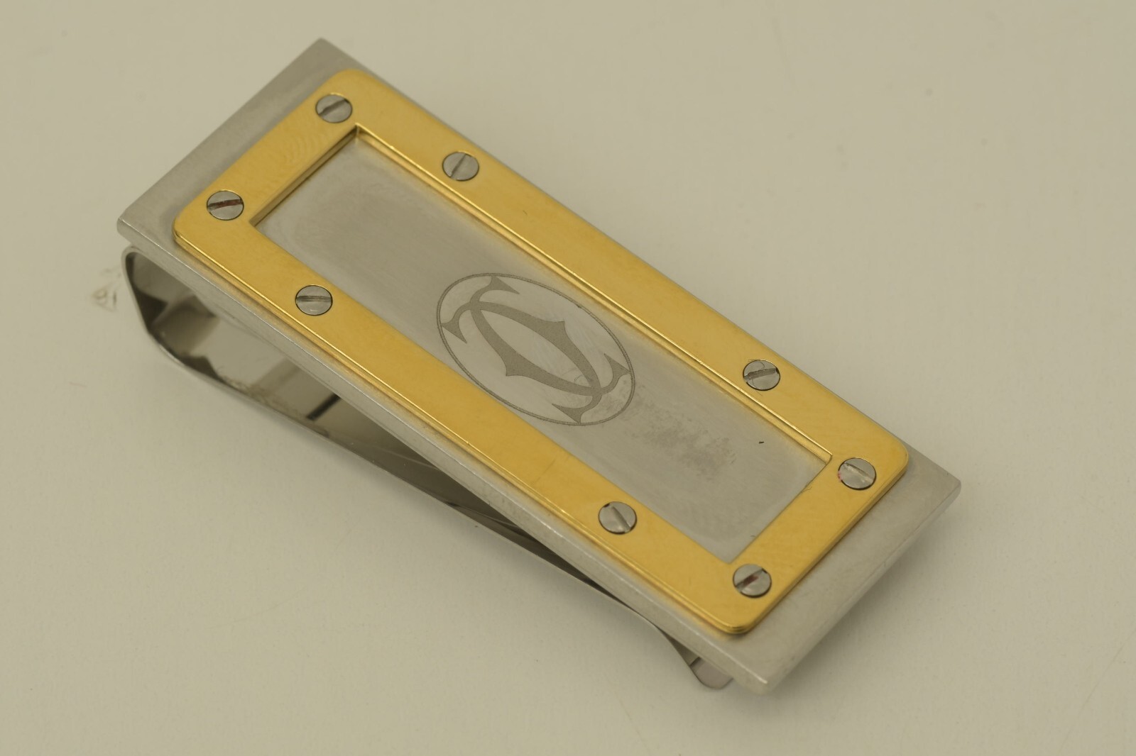 小物 Cartier money clip line and logo Authentic Cartier Double Decor Logo Money Clip Gold Border