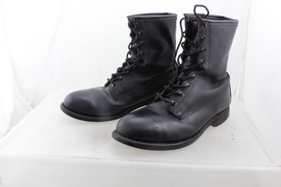 black leather steel toe military boots