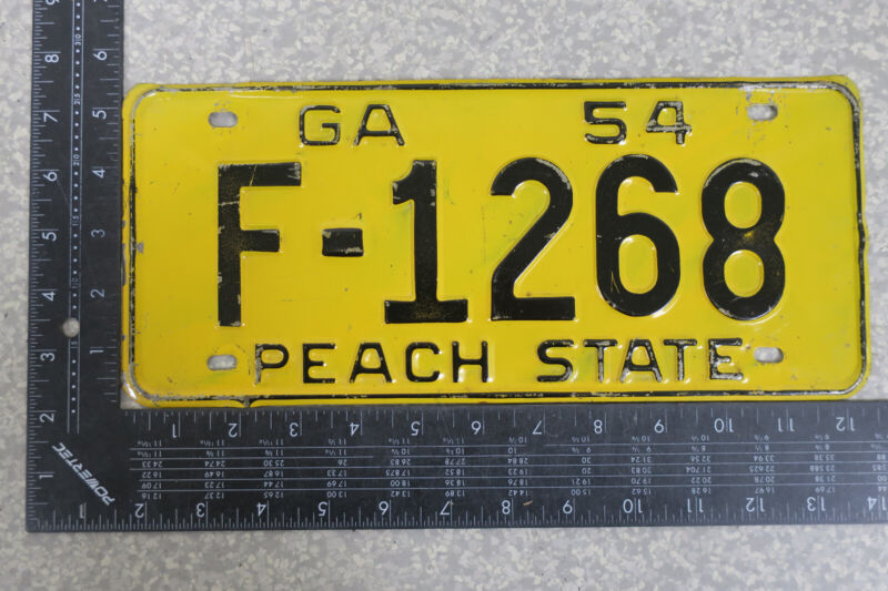 1954 54 GEORGIA GA LICENSE PLATE TAG # F-1268