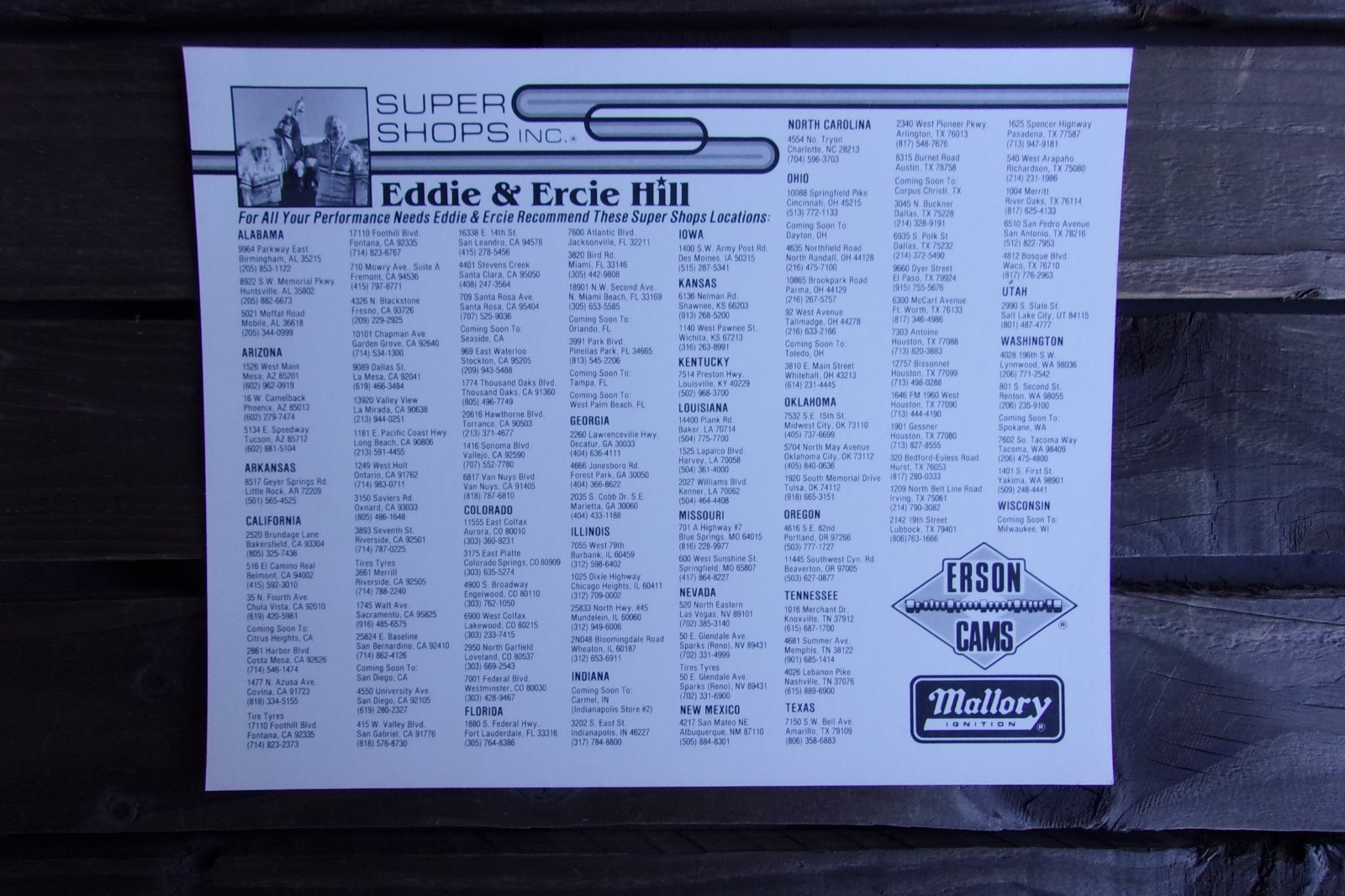 NHRA Eddie Hill First In The Fours Fan Card Vintage Drag Racing Super Shop Drags