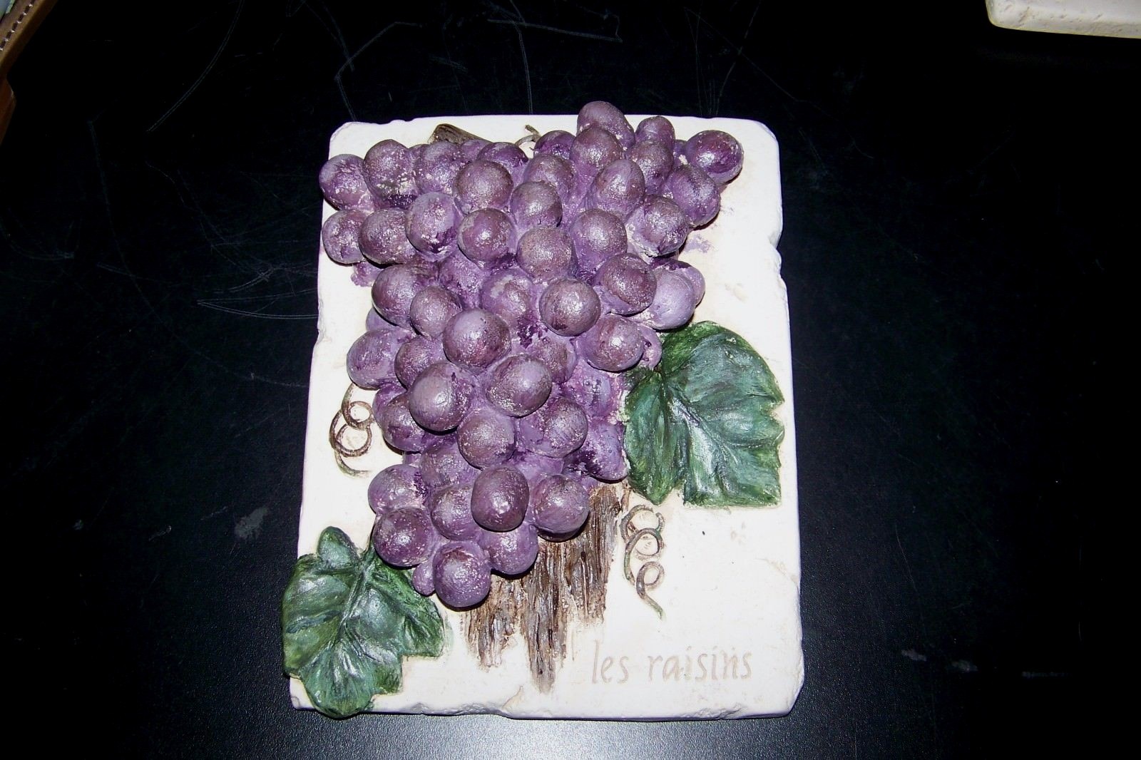 3D Relief Plaster Cast 7X9 Wall Plaque Hampton Court Palace England Grapes Fruit