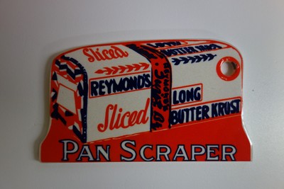 REYMOND'S SLICED BREAD POT & PAN SCRAPER 1.75'' HIGH by 3.0'' WIDE DISPLAY. NICE!