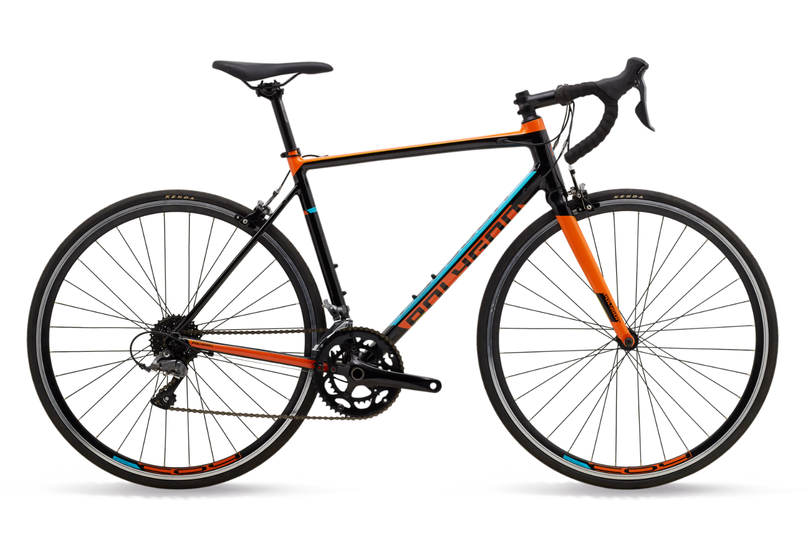 POLYGON Strattos S2 - Road Bike Shimano Claris Bicycles BLACK-ORANGE-SKY BLUE