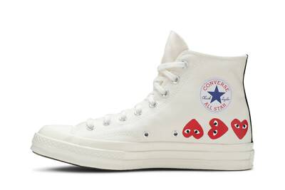 Pre-owned Converse Comme Des Garçons Play X Chuck 70 Hi Top 'multi Heart' 162972c In White
