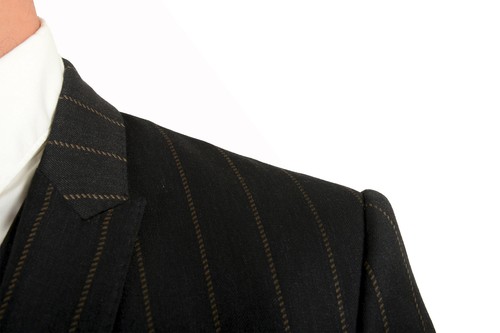 Pre-owned Dolce & Gabbana Men's "gold" 100% Wool Striped Two Button Three Piece Suit In Gray/beige