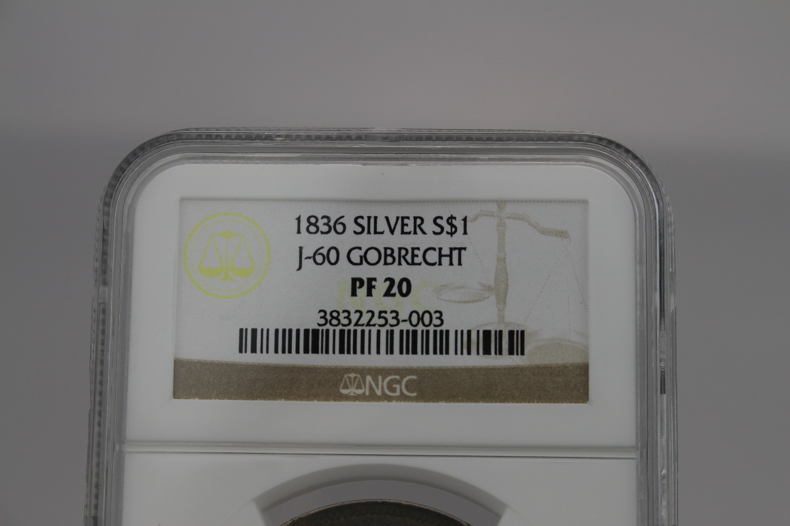 1836 SILVER S$1 J-60 GOBRECHT NGC PF 20 FREE SHIPPING USA ONLY #3832253-003