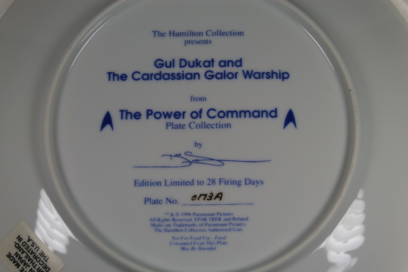 Star Trek Gul Dukat & Cardassian Galor Warship Plate -  Hamilton Collection