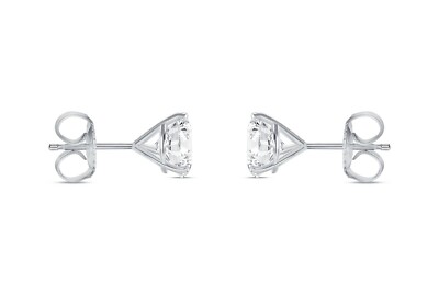 Pre-owned Shine Brite With A Diamond 6 Ct Round Earrings Studs Solid 14k White Gold Brilliant Cut Push Back Martini In White/colorless