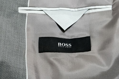Pre-owned Hugo Boss "kings/central_1" Men's 100% Wool Gray Two Button Suit