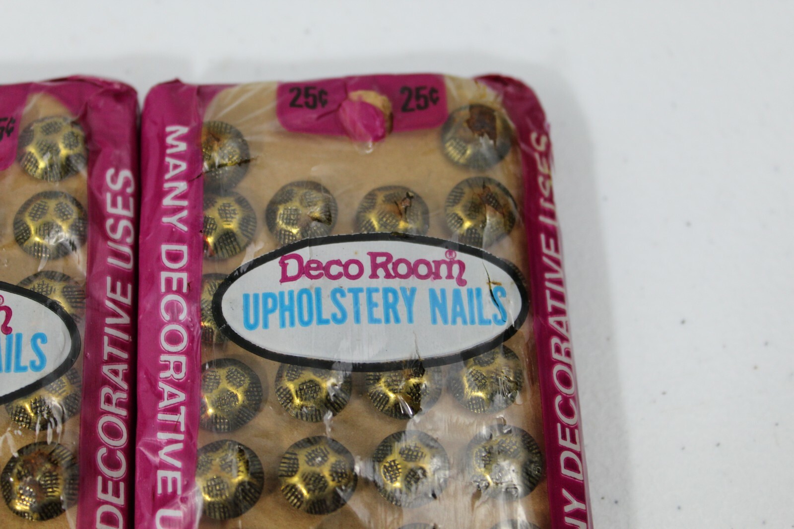 Vintage 1972 Upholstery Nails 2 Packs by Deco Room Ornate Tacks Pins Brass Tone