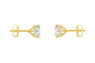 Pre-owned Shine Brite With A Diamond 2 Ct Round Lab Created Grown Diamond Earrings 14k Yellow Gold G/vs Martini Push