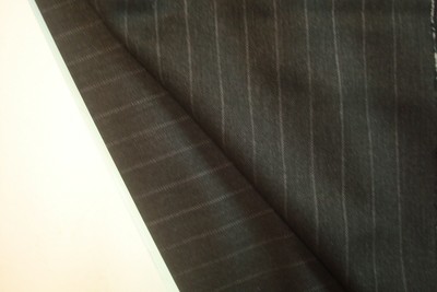 2.5 yds English WOOL Super 140s Suiting Fabric 9 oz Stripe Dk Gray 90'' BTP