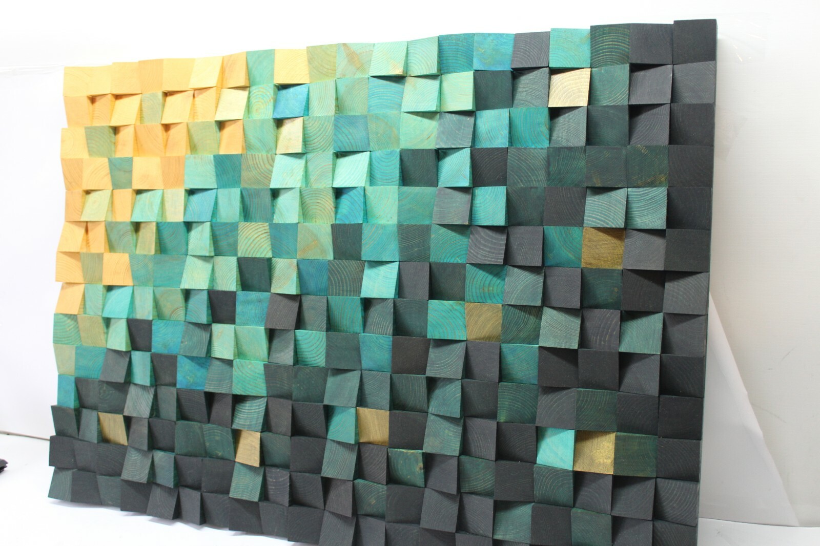 Richwood 3D Wood Art Checkered Wall Hanging - HEAVY Duty- Hand Made - Blue