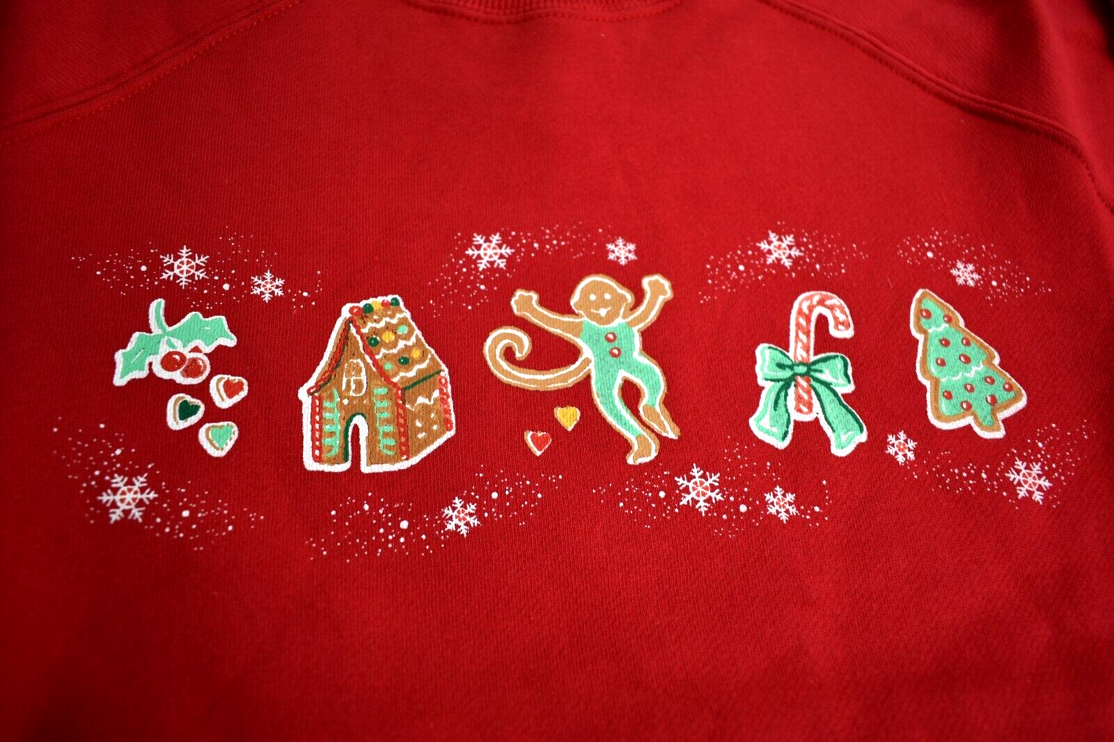 Pre-owned Roller Rabbit Gingerbread Party Crewneck Sweatshirt Red Christmas 2024 S M L