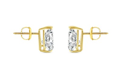 Pre-owned Shine Brite With A Diamond 5.50 Ct Pear Teardrop Cut Earrings Studs Solid 14k Yellow Gold Screw Back Basket In White/colorless