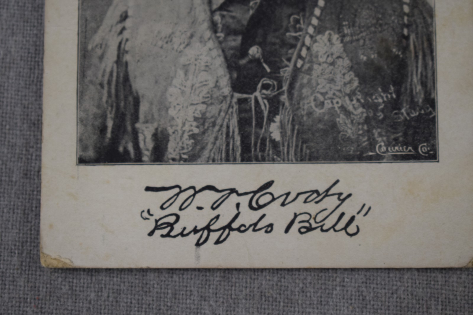 ca1910 BUFFALO BILL WILD WEST COURIER STACY PHOTO SOUVENIR SHOW CARD COPY AUTO