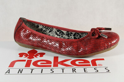 Rieker Ballerina 41481 Slipper Pumps Red Rubber Sole New