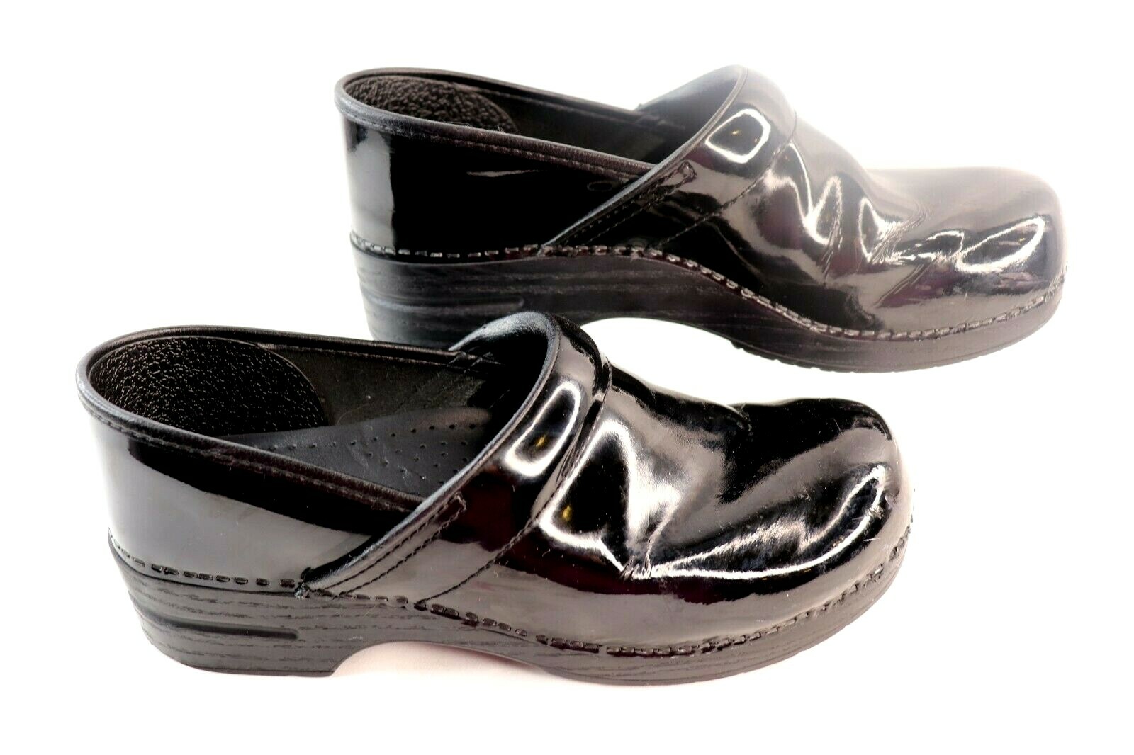Dansko Unisex Wet Look Black Patent Leather Professional Clogs Sz 44