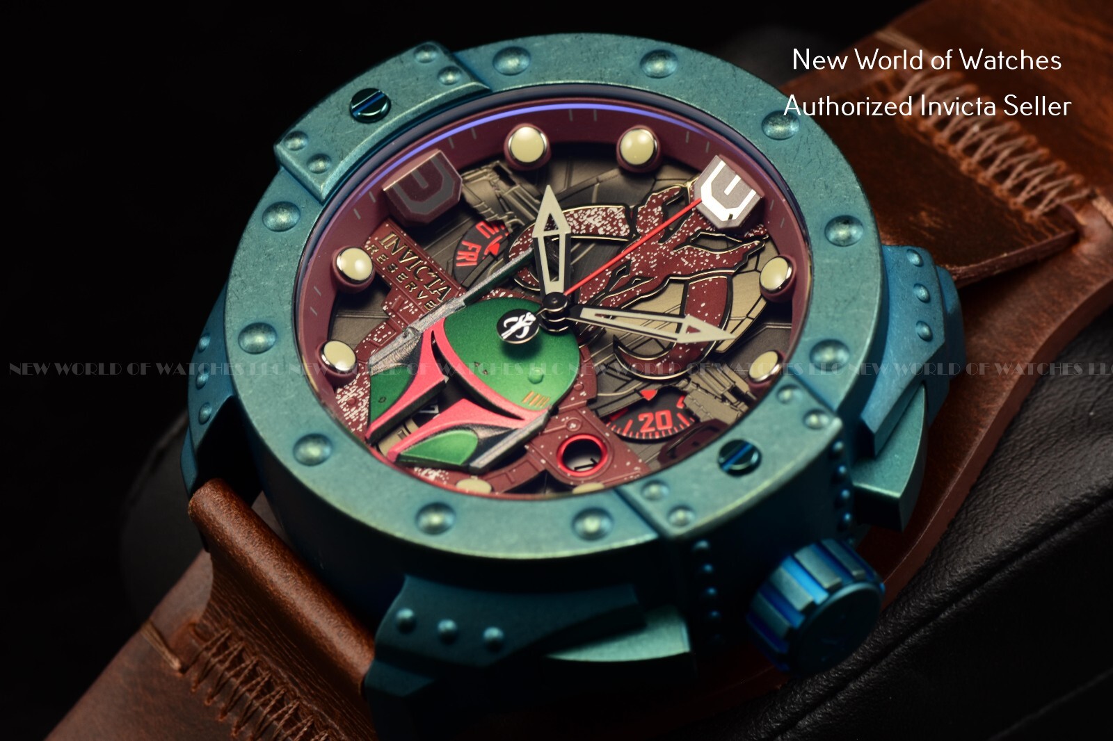 Pre-owned Invicta Men's Star Wars Boba Fett Multicolor Dial 52mm Brown Leather Watch 44298