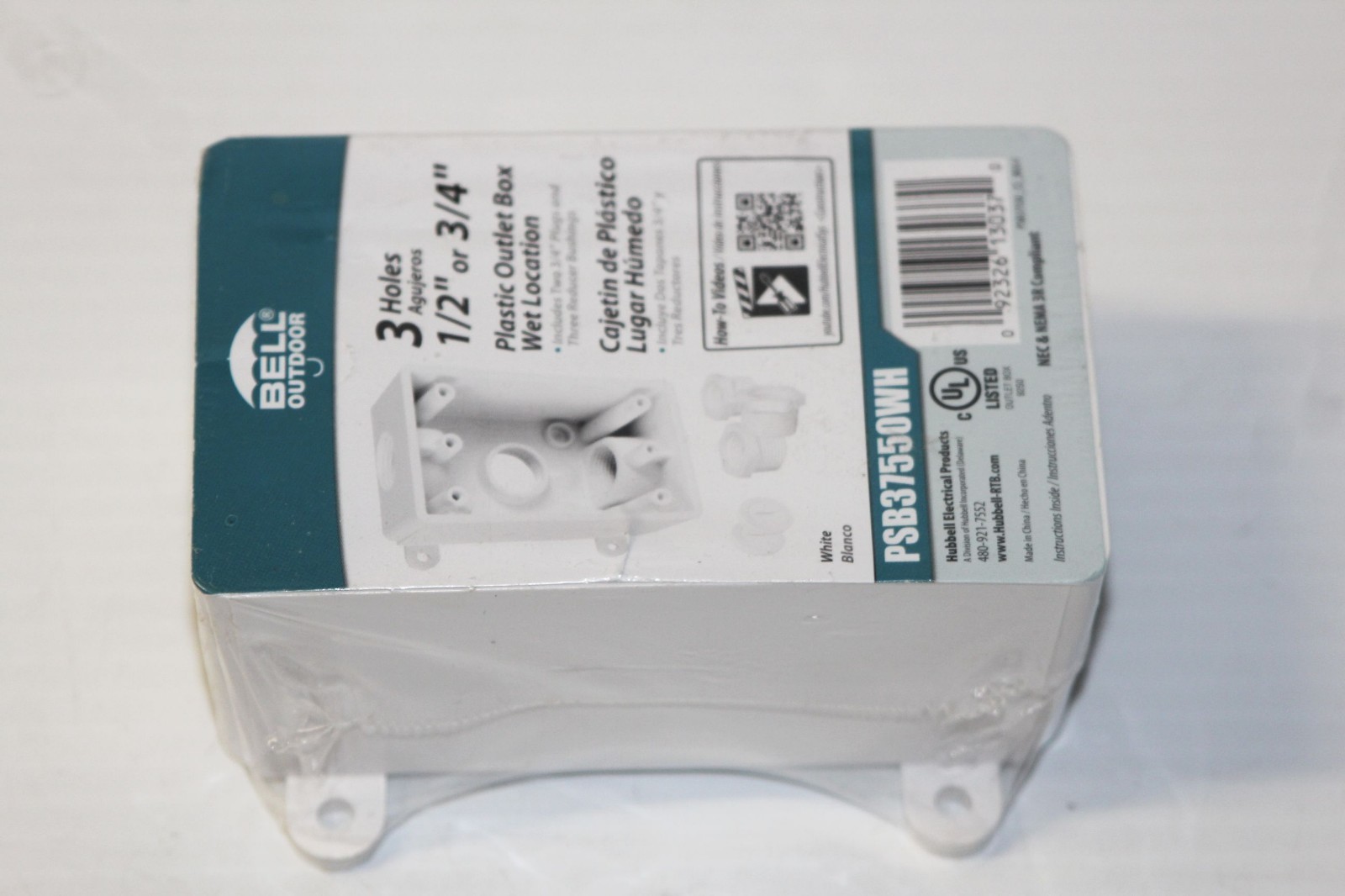 New - Hubbell-Bell PSB37550WH Weatherproof Box With Gang, 1/2