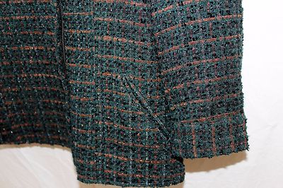 Women's COLDWATER CREEK CLASSIC Green and Brown Lined Zip Up Blazer Size 10 #62
