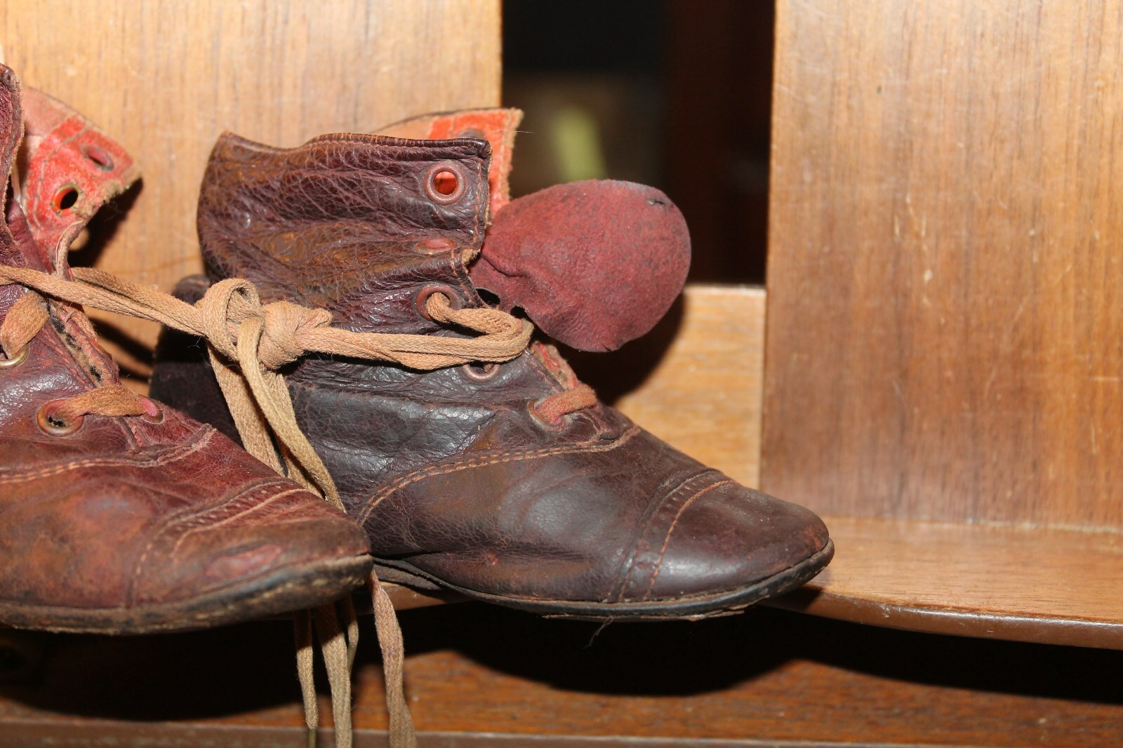Antique Pair Leather Victorian Era Baby Shoes 5