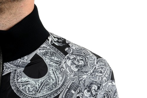 Pre-owned Versace Men's Wool Reversible Full Zip Windbreaker Jacket Us M It 50 In Multicolor